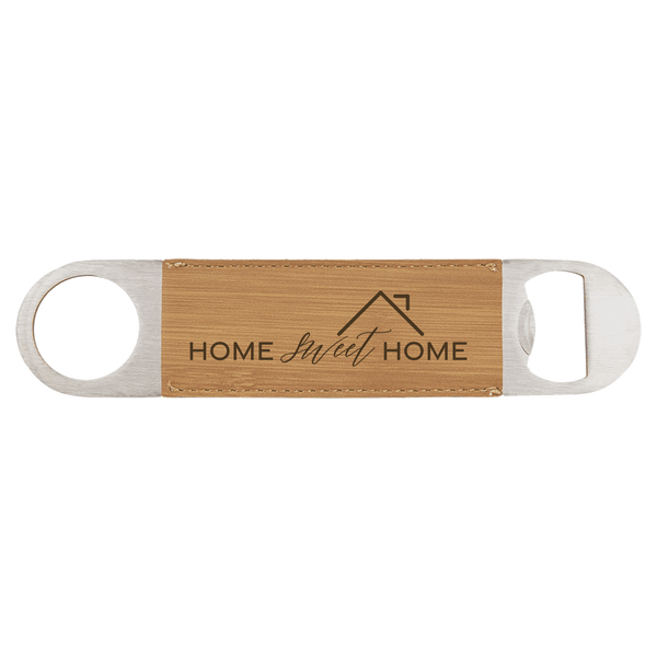 1 1/2 x 7 Bamboo Laserable Leatherette Bottle Opener
