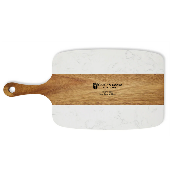Acacia & Marble Charcuterie Board Set w/Note back of gift