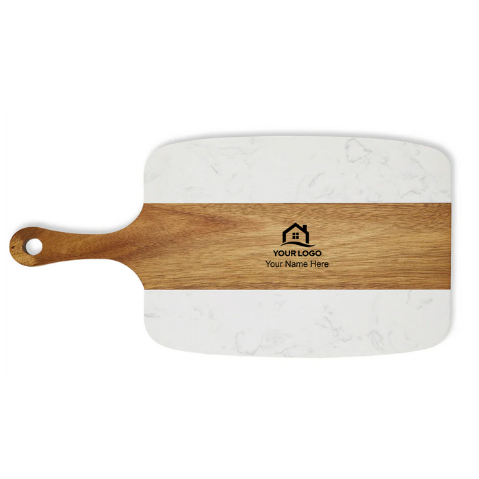 Acacia & Marble Charcuterie Board Set w/Note back of gift