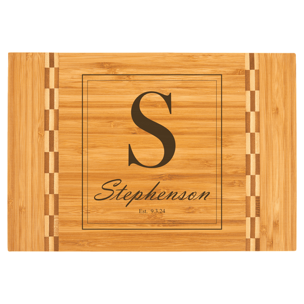 12x8 Bamboo Cutting Board with Butcher Block Inlay