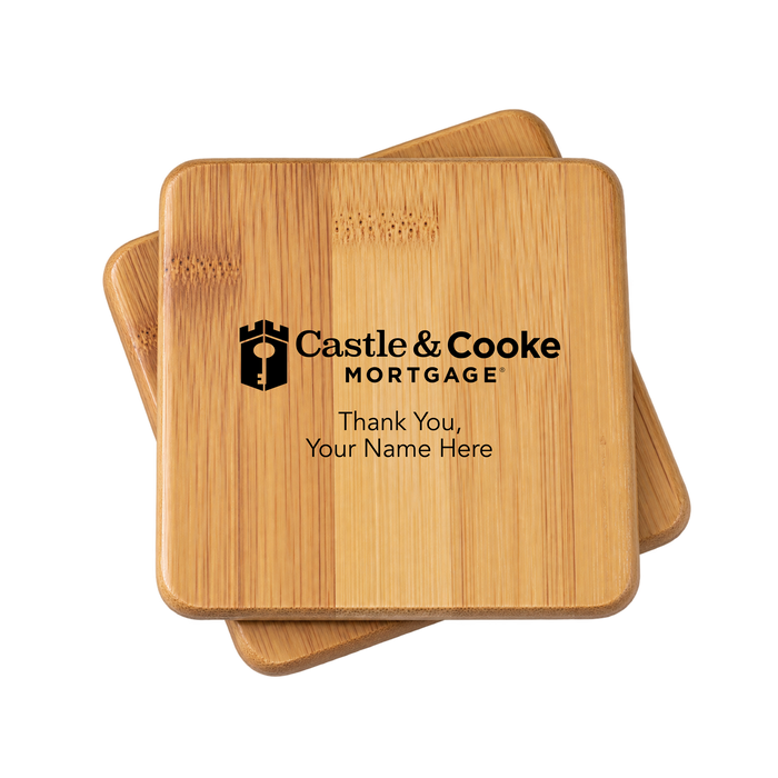 Set of 2 Bamboo Coasters w/Note back of gift