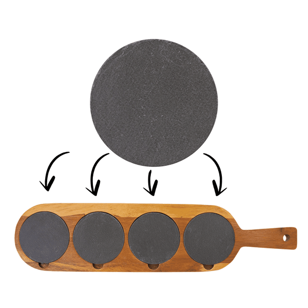 18 1/2 x 4 Acacia Wood/Slate Serving Board