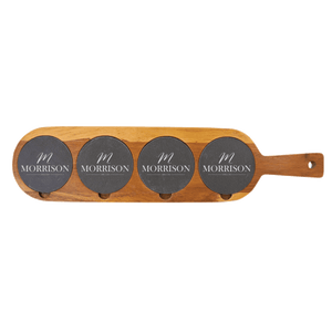 18 1/2 x 4 Acacia Wood/Slate Serving Board