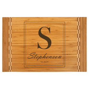 18x12 Bamboo Cutting Board with Butcher Block Inlay