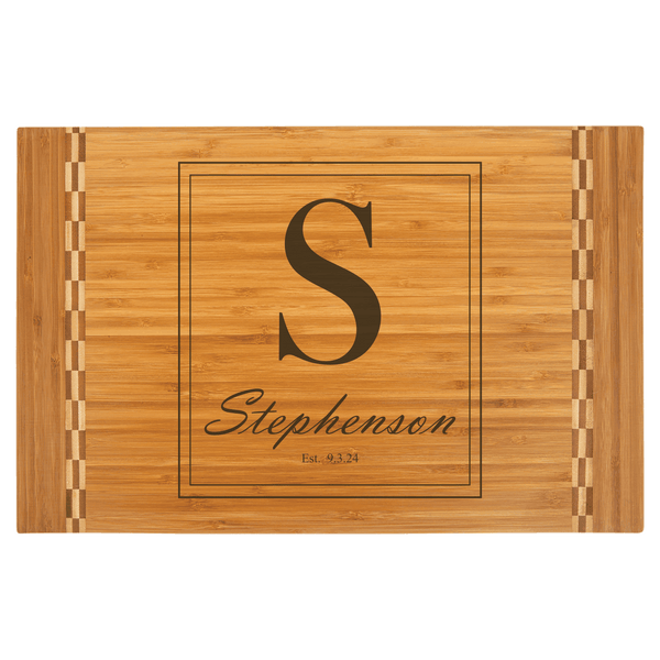 18x12 Bamboo Cutting Board with Butcher Block Inlay