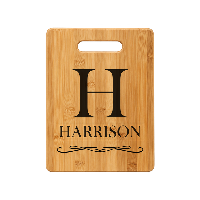 Bamboo Rectangle Cutting Board w/Note personalization with last name