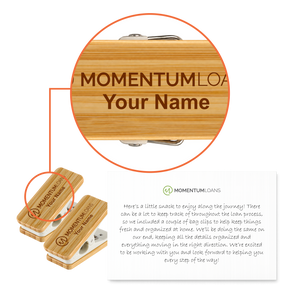 Engraved Bag Clips w/Note - Momentum