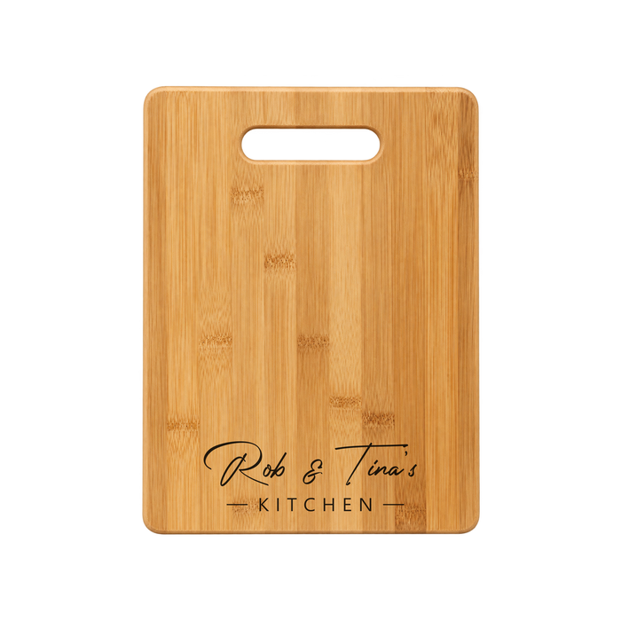 Bamboo Rectangle Cutting Board w/Note personalization with first names