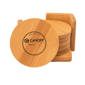 4" Bamboo Round 6-Coaster Set with Holder - Canopy Mortgage