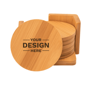 4" Bamboo Round 6-Coaster Set with Holder - Canopy Mortgage