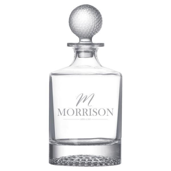 850mL Round Golf Glass Decanter in a Black Gift Box