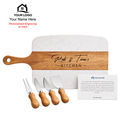 Acacia & Marble Charcuterie Board Set w/Note