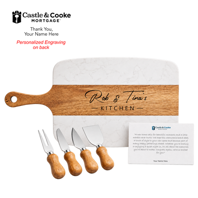 Acacia & Marble Charcuterie Board Set w/Note