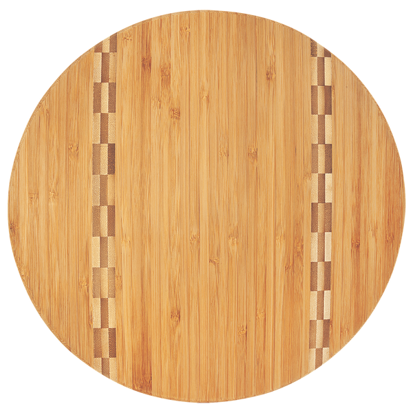 12" Round Bamboo Cutting Board with Butcher Block Inlay - Amnat