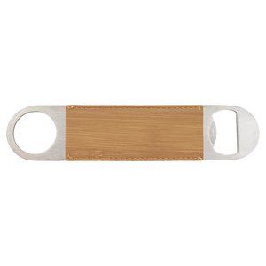 1 1/2 x 7 Bamboo Laserable Leatherette Bottle Opener