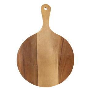 8x12 Round Acacia Wood/Slate Serving Board with Handle