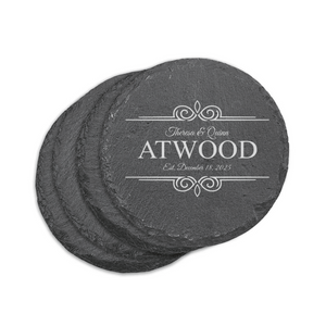 Set of 4 Round Slate Coasters
