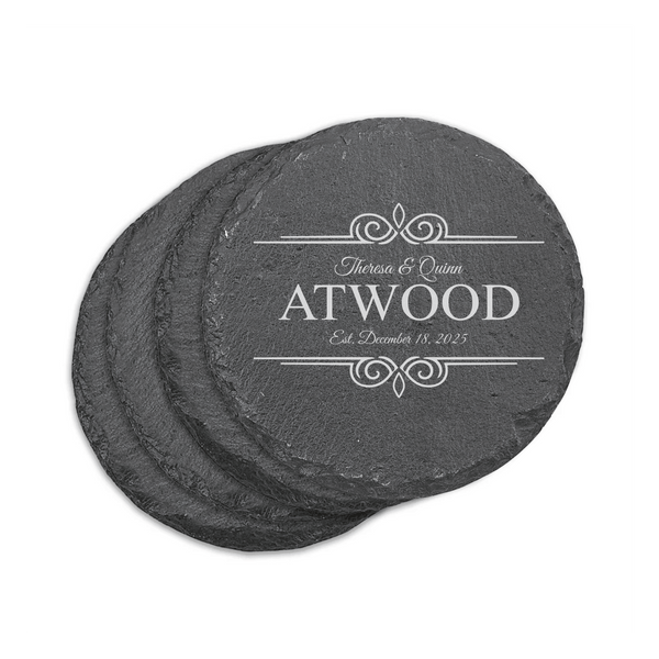 Set of 4 Round Slate Coasters