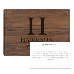 Walnut Cutting Board & Set of 2 Walnut Coasters with Personalized Note - Momentum
