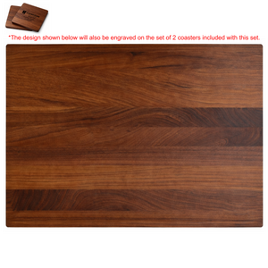 Walnut Cutting Board & Set of 2 Walnut Coasters with Personalized Note - Guild (Coming Soon)